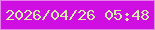 文字の大きさ：3、枠の色：e681eb、背景の色：cf0ee2、文字の色：d7eeab 無料ブログパーツのブログ時計
