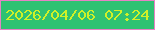 文字の大きさ：3、枠の色：e682c5、背景の色：2ec272、文字の色：cff128 無料ブログパーツのブログ時計