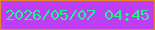 文字の大きさ：2、枠の色：e6842d、背景の色：be3ef4、文字の色：1ff589 無料ブログパーツのブログ時計
