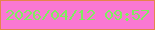 文字の大きさ：4、枠の色：e6844b、背景の色：fa78d3、文字の色：7fed60 無料ブログパーツのブログ時計