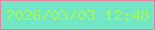文字の大きさ：3、枠の色：e686a1、背景の色：73e7c5、文字の色：9ff75d 無料ブログパーツのブログ時計