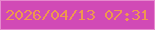 文字の大きさ：3、枠の色：e68ace、背景の色：d14ab6、文字の色：ef974f 無料ブログパーツのブログ時計
