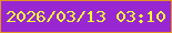 文字の大きさ：3、枠の色：e69322、背景の色：9827d1、文字の色：fdff35 無料ブログパーツのブログ時計