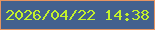文字の大きさ：2、枠の色：e69462、背景の色：43618e、文字の色：c3f12c 無料ブログパーツのブログ時計