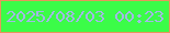 文字の大きさ：5、枠の色：e6955c、背景の色：3bfc48、文字の色：a2b8e6 無料ブログパーツのブログ時計