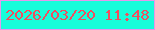 文字の大きさ：4、枠の色：e697ec、背景の色：17fdda、文字の色：f14e5f 無料ブログパーツのブログ時計