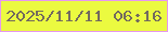 文字の大きさ：4、枠の色：e697ee、背景の色：ebfa40、文字の色：736a5e 無料ブログパーツのブログ時計