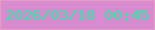 文字の大きさ：4、枠の色：e69ac4、背景の色：d88bcf、文字の色：28eaa6 無料ブログパーツのブログ時計