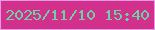 文字の大きさ：1、枠の色：e69ae2、背景の色：d3308d、文字の色：6cd2a2 無料ブログパーツのブログ時計