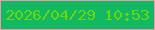 文字の大きさ：2、枠の色：e69cad、背景の色：13b862、文字の色：68d70b 無料ブログパーツのブログ時計