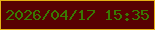 文字の大きさ：4、枠の色：e6b016、背景の色：580102、文字の色：397902 無料ブログパーツのブログ時計