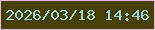 文字の大きさ：4、枠の色：e6b6e5、背景の色：464004、文字の色：9ad5d8 無料ブログパーツのブログ時計