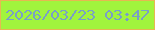 文字の大きさ：3、枠の色：e6b851、背景の色：a1f43d、文字の色：799fc7 無料ブログパーツのブログ時計