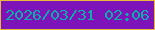 文字の大きさ：5、枠の色：e6bb38、背景の色：7f13ba、文字の色：0cadab 無料ブログパーツのブログ時計