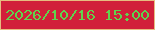 文字の大きさ：2、枠の色：e6bd80、背景の色：d1203a、文字の色：5fd44d 無料ブログパーツのブログ時計