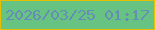 文字の大きさ：3、枠の色：e6c000、背景の色：67c381、文字の色：658db8 無料ブログパーツのブログ時計