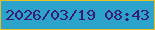 文字の大きさ：3、枠の色：e6c020、背景の色：2ca3ca、文字の色：3a1a73 無料ブログパーツのブログ時計