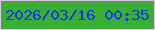 文字の大きさ：1、枠の色：e6c3ed、背景の色：37b034、文字の色：1235ed 無料ブログパーツのブログ時計