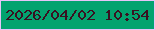 文字の大きさ：2、枠の色：e6c5f9、背景の色：03a36f、文字の色：391121 無料ブログパーツのブログ時計