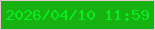 文字の大きさ：2、枠の色：e6c8ce、背景の色：17b212、文字の色：09ec1f 無料ブログパーツのブログ時計