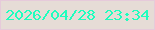 文字の大きさ：3、枠の色：e6cada、背景の色：e6dcd6、文字の色：1ffebe 無料ブログパーツのブログ時計