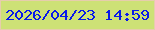 文字の大きさ：5、枠の色：e6cdac、背景の色：cde176、文字の色：0819ea 無料ブログパーツのブログ時計