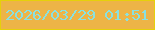 文字の大きさ：2、枠の色：e6d00b、背景の色：edb447、文字の色：89e1e1 無料ブログパーツのブログ時計