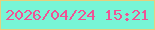 文字の大きさ：4、枠の色：e6d07d、背景の色：78f5d6、文字の色：f05395 無料ブログパーツのブログ時計