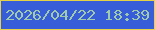 文字の大きさ：5、枠の色：e6d245、背景の色：385dd9、文字の色：9fcbaa 無料ブログパーツのブログ時計