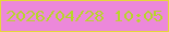 文字の大きさ：2、枠の色：e6d83a、背景の色：ec88da、文字の色：b8d52b 無料ブログパーツのブログ時計
