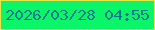 文字の大きさ：2、枠の色：e6e54b、背景の色：0af668、文字の色：027c89 無料ブログパーツのブログ時計