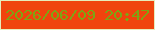 文字の大きさ：5、枠の色：e6ecbb、背景の色：f0440d、文字の色：7ea513 無料ブログパーツのブログ時計