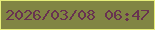 文字の大きさ：1、枠の色：e6ee7a、背景の色：818543、文字の色：683250 無料ブログパーツのブログ時計