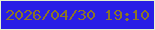 文字の大きさ：5、枠の色：e6f3d0、背景の色：291ee6、文字の色：8b7427 無料ブログパーツのブログ時計