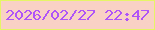 文字の大きさ：3、枠の色：e6f566、背景の色：f9d2c5、文字の色：af55f7 無料ブログパーツのブログ時計