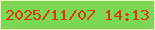 文字の大きさ：3、枠の色：e6f5bf、背景の色：7dd754、文字の色：da3c07 無料ブログパーツのブログ時計