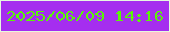 文字の大きさ：2、枠の色：e6f8e0、背景の色：a52eef、文字の色：5af407 無料ブログパーツのブログ時計
