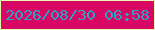 文字の大きさ：1、枠の色：e6f9b1、背景の色：d90764、文字の色：30a1c5 無料ブログパーツのブログ時計