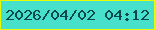 文字の大きさ：5、枠の色：e6fb05、背景の色：47e0ca、文字の色：07494d 無料ブログパーツのブログ時計