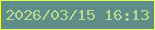文字の大きさ：1、枠の色：e6fe65、背景の色：5e8e87、文字の色：b8da90 無料ブログパーツのブログ時計