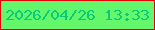 文字の大きさ：5、枠の色：e70006、背景の色：64f76b、文字の色：08cb7a 無料ブログパーツのブログ時計