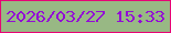 文字の大きさ：5、枠の色：e70275、背景の色：98b884、文字の色：930bd6 無料ブログパーツのブログ時計