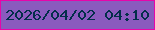 文字の大きさ：4、枠の色：e705aa、背景の色：8a5abe、文字の色：022e4a 無料ブログパーツのブログ時計