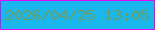 文字の大きさ：4、枠の色：e705fe、背景の色：1ab7ed、文字の色：6d9d67 無料ブログパーツのブログ時計