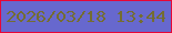 文字の大きさ：2、枠の色：e70636、背景の色：6768ce、文字の色：746d31 無料ブログパーツのブログ時計