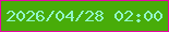 文字の大きさ：2、枠の色：e706a6、背景の色：48ac09、文字の色：92f6c8 無料ブログパーツのブログ時計