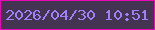 文字の大きさ：5、枠の色：e707b5、背景の色：443451、文字の色：a080f8 無料ブログパーツのブログ時計