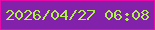 文字の大きさ：4、枠の色：e70aa8、背景の色：8221aa、文字の色：adef4c 無料ブログパーツのブログ時計