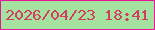 文字の大きさ：5、枠の色：e71699、背景の色：a5e19f、文字の色：d03e62 無料ブログパーツのブログ時計