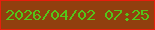 文字の大きさ：5、枠の色：e71e0c、背景の色：913f0e、文字の色：54c519 無料ブログパーツのブログ時計